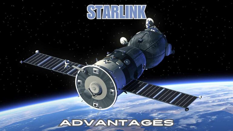 A satellite representing connectivity to Starlink.